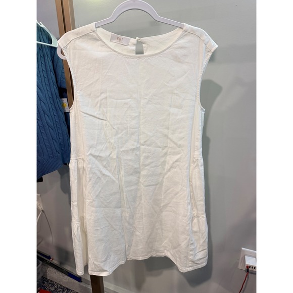 Kut from the Kloth Dresses & Skirts - KUT from the Kloth White Sleeveless Tiered Mini Dress with Pockets Round Neck